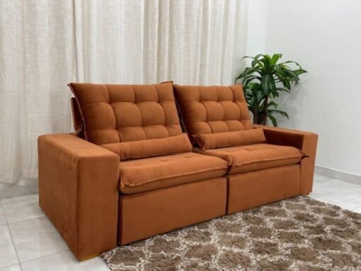 Sofá Retrátil Reclinável Small 2.30m – Terracota Veludão - Imagem 3