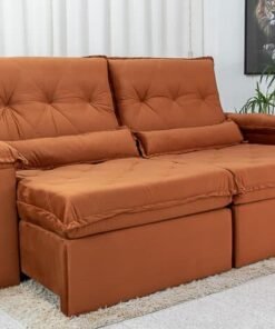 Sofá Retrátil Reclinável Califórnia 2.50m Veludo Terracota – D28 Hiper