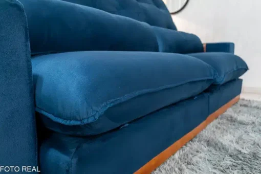 Sofá Retrátil Reclinável Toronto Premium 2.50m Veludo Azul - Molas Ensacadas - Imagem 8