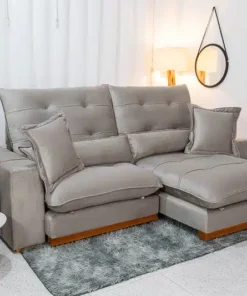 Sofá Retrátil Reclinável Toronto Premium 2.50m Veludo Avelã - Molas Ensacadas
