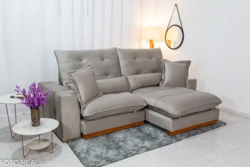 Sofá Retrátil Reclinável Toronto Premium 2.50m Veludo Avelã - Molas Ensacadas
