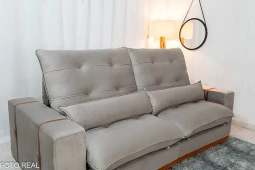 Sofá Retrátil Reclinável Toronto Premium 2.50m Veludo Avelã - Molas Ensacadas - Imagem 4