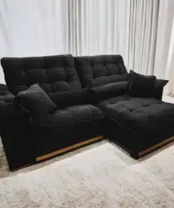 Sofá Retrátil e Reclinável Hércules 2,90m Veludo Preto – Molas Ensacadas