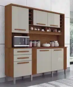 Armário Cozinha Catar Cinamomo/Off 6 Portas 2 Gavetas Larg. 2.00m - Sallêto