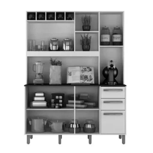 Armário de Cozinha Granada Cinamomo/Off White Larg. 1.46m Valdemoveis - Imagem 3