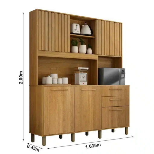 Armário Cozinha Diamante 5 Portas 2 Gavetas Larg. 1.63m Cinamomo - Valdemoveis - Imagem 3