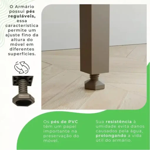 Armário Cozinha New Topázio Cinamomo/Preto 6 Portas 2 Gavetas Larg. 1.65m - Sallêto - Imagem 10