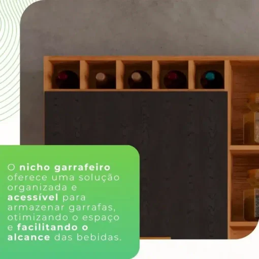 Armário Cozinha New Topázio Cinamomo/Preto 6 Portas 2 Gavetas Larg. 1.65m - Sallêto - Imagem 9