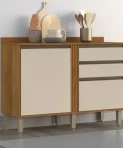 Balcão Cozinha Pérola Cinamomo/Off 2 Portas 2 Gavetas Larg. 1.20m - Sallêto