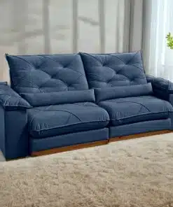 Sofá Retrátil e Reclinável Gran Paladium 2,50m Veludo Azul