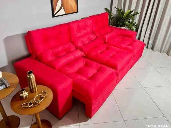 Sofá Retrátil e Reclinável Toronto 2.75m Vermelho – Sem Caixa - Image 4
