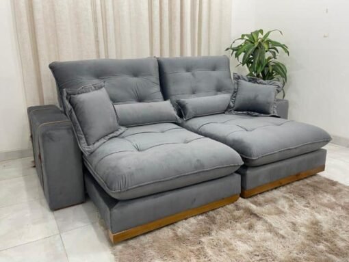Sofá Retrátil e Reclinável Toronto Premium 2.10m – Cinza Veludo