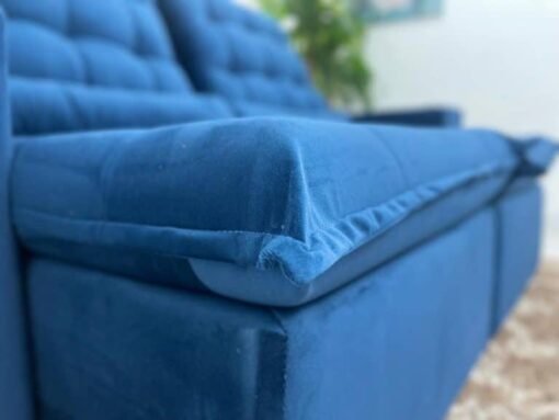 Sofá Retrátil Reclinável Small 2.00m – Azul Veludão - Imagem 8