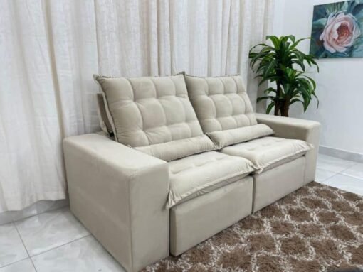 Sofá Retrátil Reclinável Small 2.00m – Bege Veludão - Imagem 3