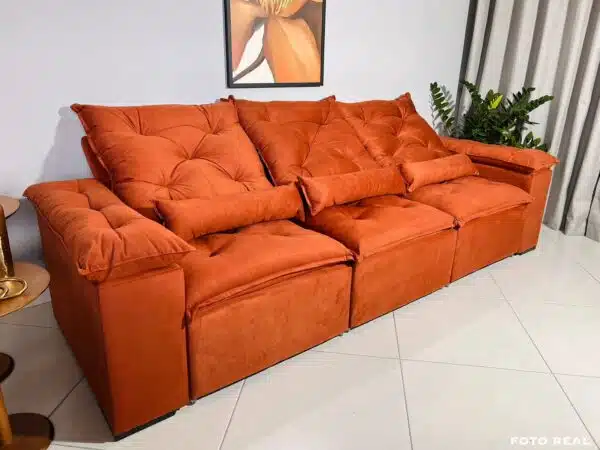 Sofá Retrátil e Reclinável Athenas 2.75m Terracota – Sem Caixa - Image 3