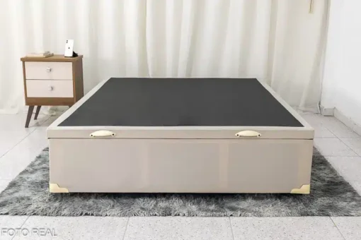 Base Box Baú Casal 138x188x42 Veludo Bege - Imagem 3