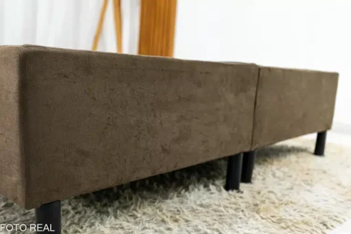 Box Casal Bipartida 138x188x38 Sued Marrom - Imagem 3