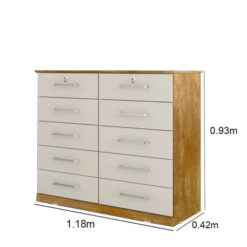 Cômoda Vane 006 Cinamomo/Off 10 Gavetas Larg. 1.18m JL Móveis - Imagem 2