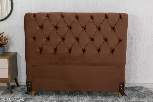 Cabeceira Casal Lavínia Veludo Terracota Largura 1.40m - Imagem 3
