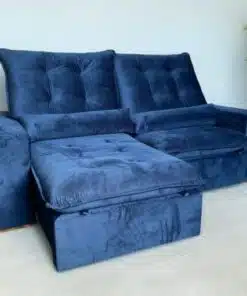 Sofá Retrátil e Reclinável Malu 2,90m Azul - Molas Ensacadas