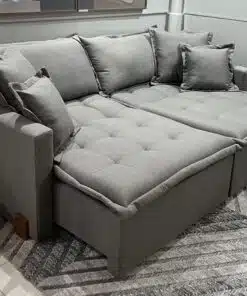 Sofá Cama e Retrátil e Reclinável Zoe 1.80m Linho Cinza – Sem Caixa