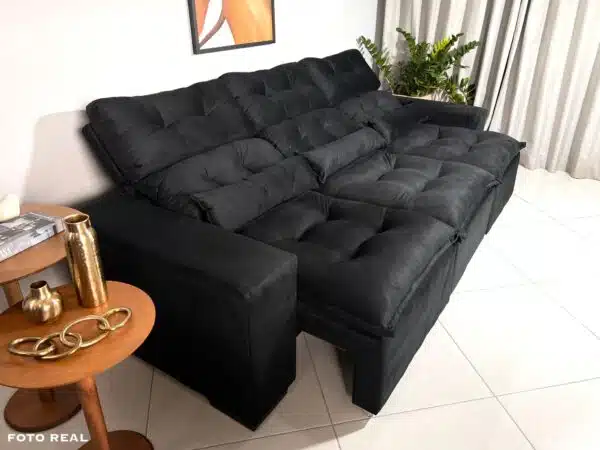 Sofá Retrátil e Reclinável Toronto 2.75m Preto – Sem Caixa - Image 5
