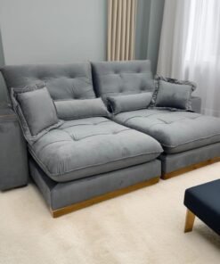 Sofá Retrátil Reclinável Toronto Premium 2.50m Veludo Grafite – Molas Ensacadas