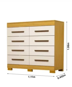 Cômoda Nalu Nature/Off 8 Gavetas 100% MDF Larg. 1.11m ACP