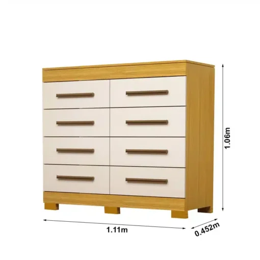 Cômoda Nalu Nature/Off 8 Gavetas 100% MDF Larg. 1.11m ACP