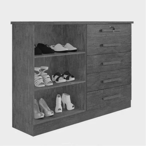Cômoda New Athos Cinamomo/Off 5 Gavetas e Sapateira Larg. 1.36m - D Doro - Imagem 3
