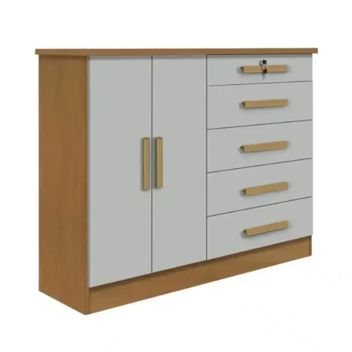 Cômoda New Athos Cinamomo/Off 5 Gavetas e Sapateira Larg. 1.36m - D Doro
