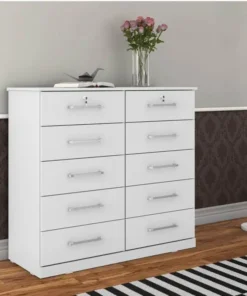 Cômoda Vane 006 Branco 10 Gavetas Larg. 1.18m JL Móveis