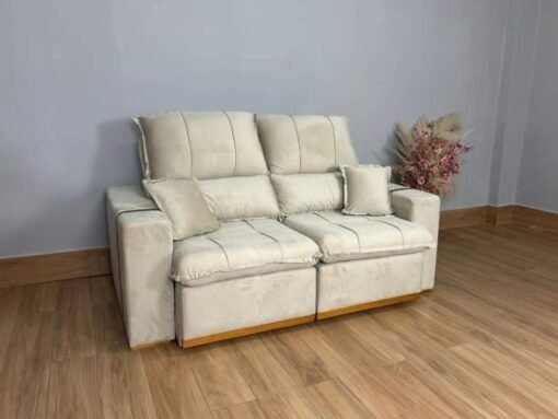 Sofá Retrátil Reclinável Oásis 1.80m – Bege Veludão - Imagem 3
