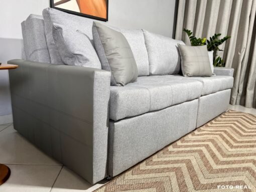 Sofá Retrátil Reclinável e Sofá Cama Rio 2.20m Linho Cinza – Sem Caixa - Imagem 4