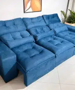 Sofá Retrátil e Reclinável Toronto 2.75m Azul – Sem Caixa