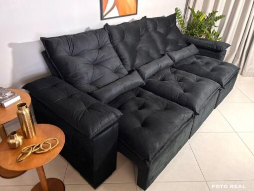 Sofá Retrátil e Reclinável Athenas 2.75m Preto – Sem Caixa - Imagem 5