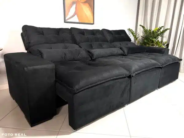 Sofá Retrátil e Reclinável Toronto 2.75m Preto – Sem Caixa - Image 4