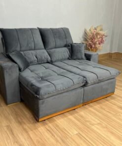 Sofá Retrátil Reclinável Oásis 1.80m – Cinza Veludão