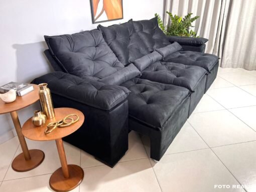 Sofá Retrátil e Reclinável Athenas 2.75m Preto – Sem Caixa - Imagem 7
