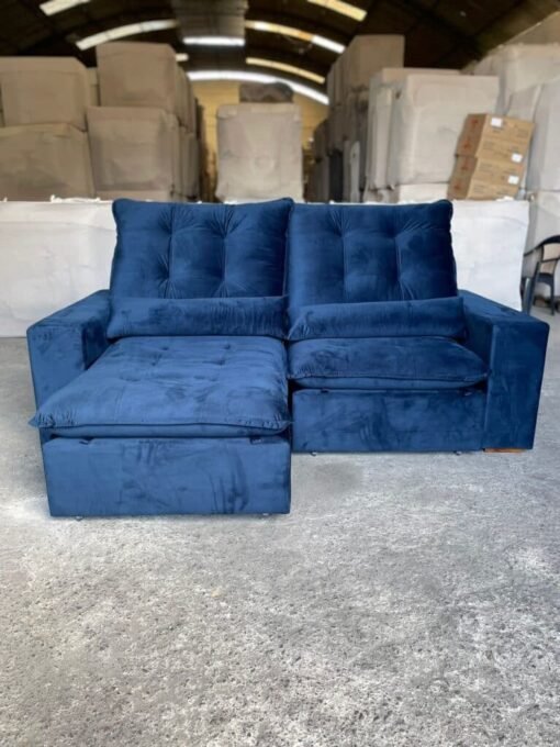 Sofá Retrátil e Reclinável Malu 2,50m Azul - Molas Ensacadas - Imagem 3