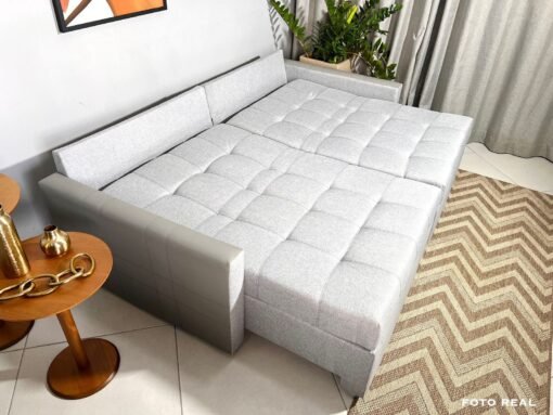 Sofá Retrátil Reclinável e Sofá Cama Rio 2.20m Linho Cinza – Sem Caixa - Imagem 8