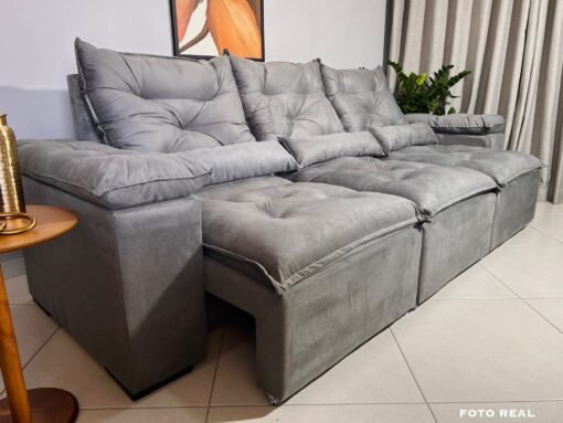 Sofá Retrátil e Reclinável Athenas 2.75m Cinza – Sem Caixa - Imagem 5