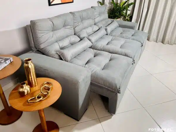 Sofá Retrátil e Reclinável Toronto 2.75m Cinza – Sem Caixa - Image 4