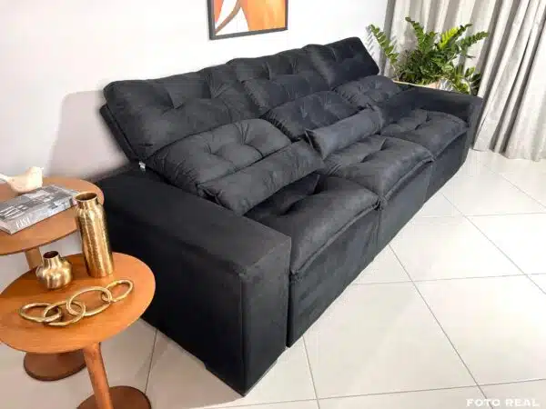 Sofá Retrátil e Reclinável Toronto 2.75m Preto – Sem Caixa - Image 6