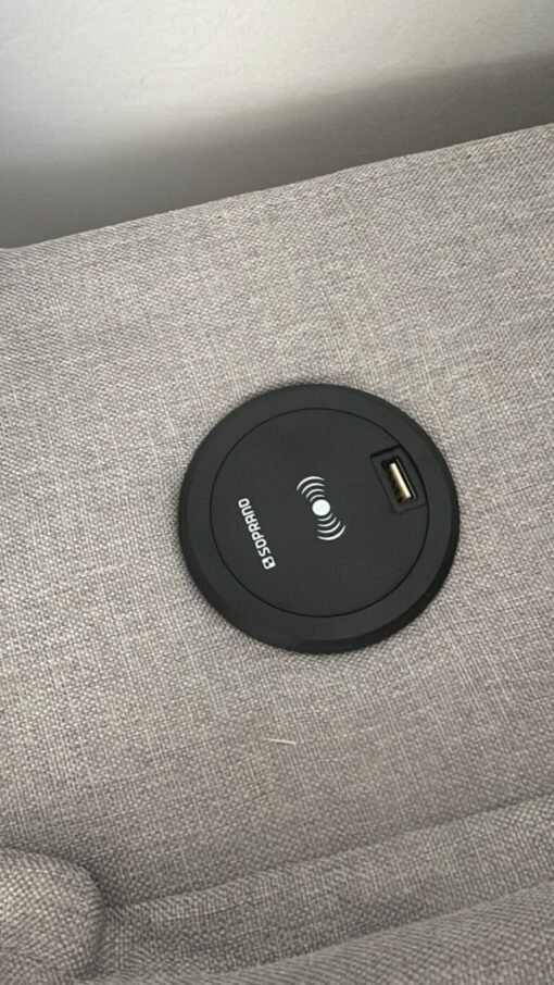 Sofá Retrátil e Reclinável Zeus/Afrodite 2,50m Linho Cinza – Entrada USB e Porta Copos - Imagem 4