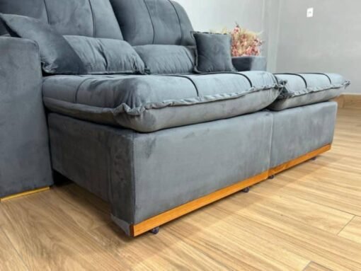 Sofá Retrátil Reclinável Oásis 1.80m – Cinza Veludão - Imagem 7