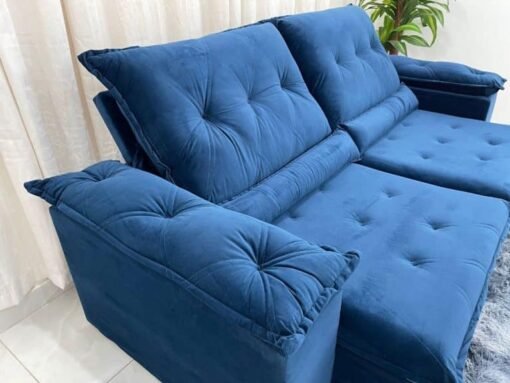 Sofá Retrátil Reclinável Las Vegas 2.30m – Azul Veludão - Imagem 4