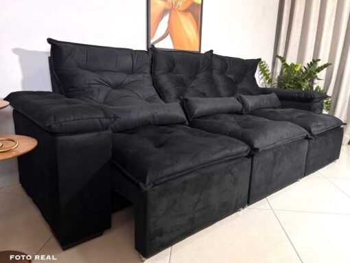 Sofá Retrátil e Reclinável Athenas 2.75m Preto – Sem Caixa - Imagem 2