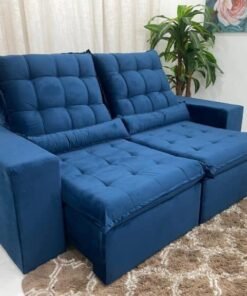 Sofá Retrátil Reclinável Small 2.00m – Azul Veludão