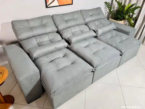 Sofá Retrátil e Reclinável Toronto 2.75m Cinza – Sem Caixa - Image 2
